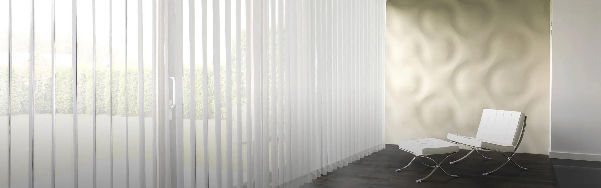 White SmartDrape vanes creating soft vertical light